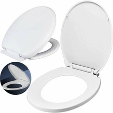 Heavy Duty Toilet Seat Soft Close Bathroom Oval Shape WC Seats Anti Slam White