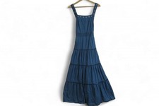 Rene Derhy Dress UK Small Cotton Long Cross Back Studs Sleeveless Preloved