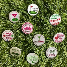 10 x 25mm  ASSORTED DESIGNS  PLASTIC STUDDED  GOLF BALL MARKERS   FREE U.K. P&P