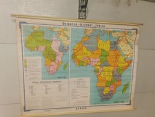 LARGE OLD SCHOOL WALL MAP EDUCATIONAL African INDEPENDENCE 