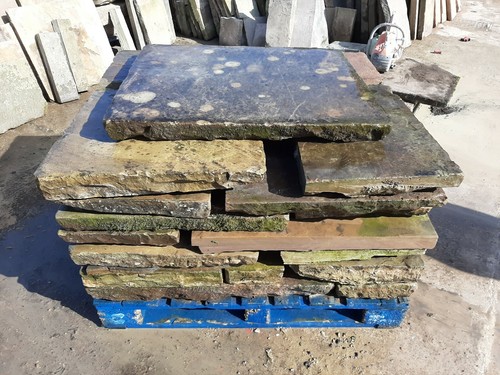 Old stone flags - old, yorkstone