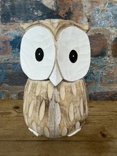 Rustic Hand Carved Wooden Owl
