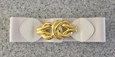 CREAM / GOLD CINCH BELT extra small - small PRIMARK waist belt ELASTICATED wide