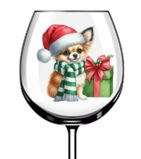 12x Watercolor Christmas Chihuahua Vinyl Sticker Decal Tumbler Wine Glass Bottle