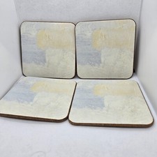 Denby Set Of 4 Imperial Blue Corked Backed Square Coasters 10cm x 10cm