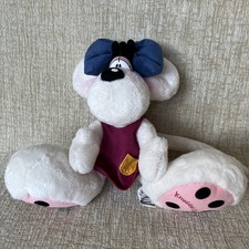 Diddlina Mouse Diddl Plush White Soft Toy Blue Bow & Pink Dress Knuddel Edition