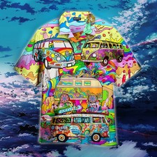 Hippie Bus Peace Life Color Limited Hawaiian Shirt