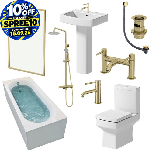 Brushed brass bathroom suite - bathroom,