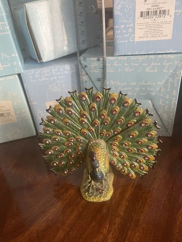 Enamel trinket box peacock - box,