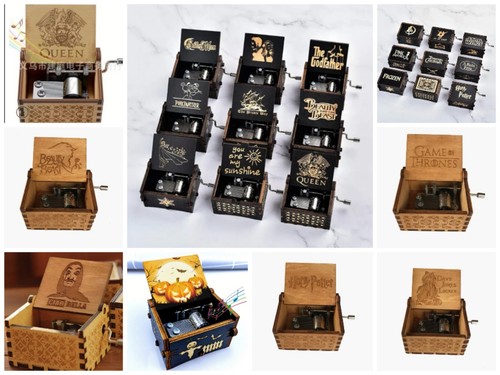 Retro wooden music box - box, hand