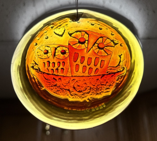 Blenko glass suncatcher owl - blenko,