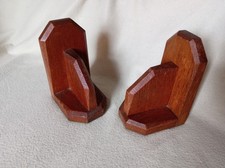 Vintage Handmade Wooden Book Ends 15cm Oak Bookshelf Home Decor