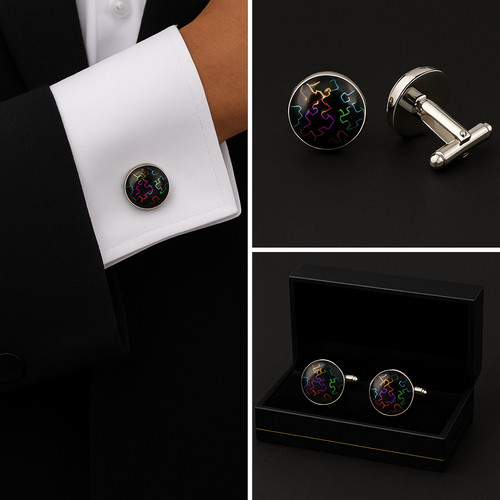 Jigsaw neon cufflinks 16mm - jigsaw,