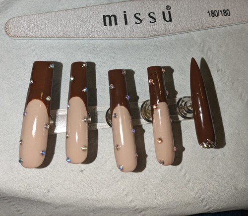 Brown french tip gel - tip, nails