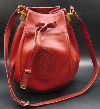 Cartier Bucket Bordeaux Handbag Adjustable Strap Vintage Leather Shoulder Bag