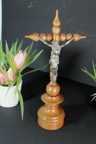 Antique wood carved crucifix - antique,