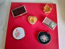 6 X Vintage Trinket/pill Boxes Compact Mirrors & Cigarette Cases See Photos VGC