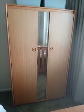 Vintage Schreiber Mid Century ladies Wardrobe With Mirror on wheels