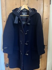 Burberry Navy Vintage Wool Duffle Jacket Coat Red Check Lining Size L