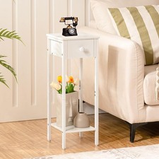 HOOBRO Bedside Tables with Drawer Side Table Tall Telephone Table Nightstand