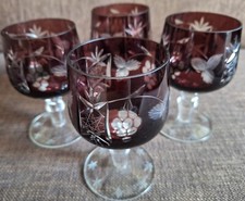 Bohemia Glass Cranberry Cut To