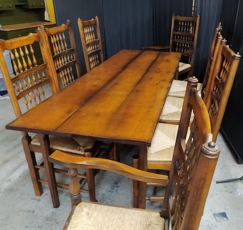7ft oak table chairs - oak, 6