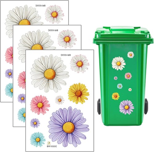 Wheelie bin stickers flowers - wheelie,