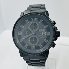 Citizen Men’s Nighthawk Chronograph Eco-Drive Black Steel 42mm Watch CA0295-58E