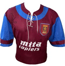 Signed Dalian Atkinson Retro Aston Villa Home Shirt Sheffield Wednesday