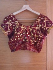 Womens Navratri Chanya Choli In Marroon and Gold Bandhani Size S