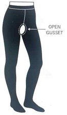 100 Denier Opaque Crotchless Open Crotch  Black Tight Hygienic Wear