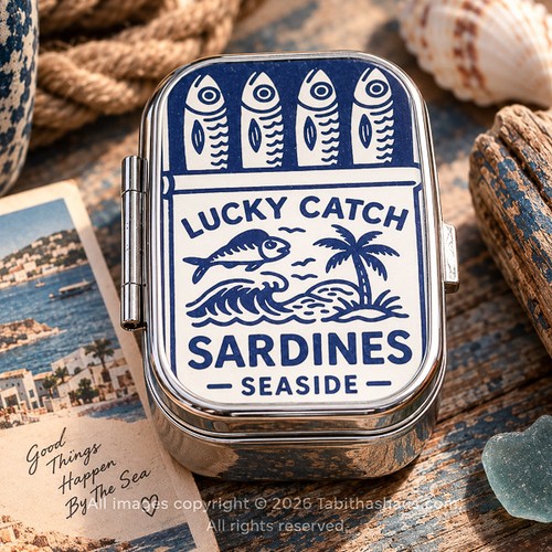 Retro sardine tin pill - retro,