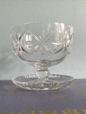 Vintage Crystal Cut Glass Grapefruit/stone Fruit Dessert Pedestal Bowl Dish