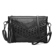 Black CrossBody Tassel Bag for