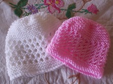 Baby Lace Hats DK knitting pattern premature / early baby & newborn to 3 months