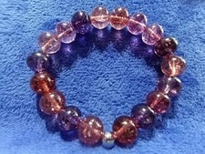 Pink/Purple Super Seven Quartz Bead Stretch Bracelet