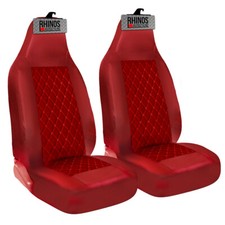 FOR PEUGEOT 107 207 307 -LUXURY RED QUILTED DIAMOND LEATHER CAR SEAT COVERS PAIR