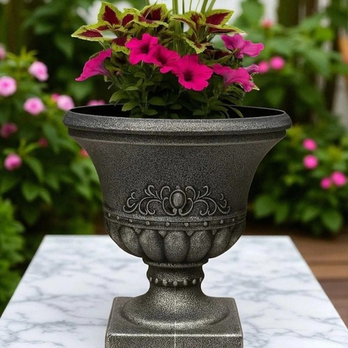 Silver plastic urn - silver,