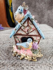 Birdhouse Metal And Enamel Trinket Box With Hinged Lid