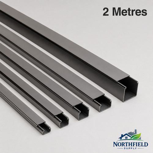 Pvc cable trunking black - trunking, 2m