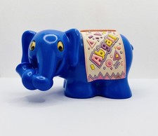 John Hinde Blue Elephant Named Money Box Piggy Bank Abigail 2010 Plastic