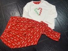 CHRISTMAS COSY LADIES LOVELY SOFT FLEECE CANDY CANE PYJAMA SET SIZE 20/22 nwot