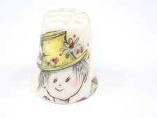 Vintage Porcelain Thimble "The Sabbath Child is Bonny and Blythe" Nursery Rhyme