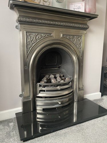 Cast iron fireplace - with, black
