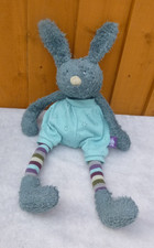 Moulin Roty La Bande à Polo Blue Bunny Rabbit Lapin Soft Plush Toy Doll Blue 15"