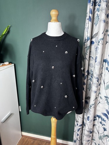 Black embellished jumper - h&m,