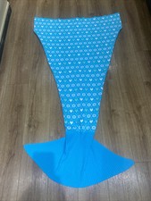 Mermaid Tail Blanket - Snowflake/heart Print & Rib Blue knitted Blanket Ex Con