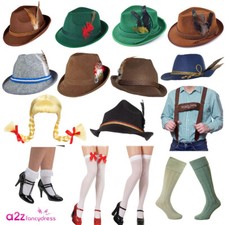 Adult Oktoberfest Bavarian Hats Socks Wig Braces Stockings Fancy Dress Accessory