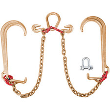 VEVOR 5/16"×2' G80 V-Chain Bridle with 2 Legs & 15" Large J Hooks & T Hooks