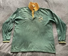 Vintage South Africa Rugby Union Green Nike Long Sleeve Jersey Size XL 90s